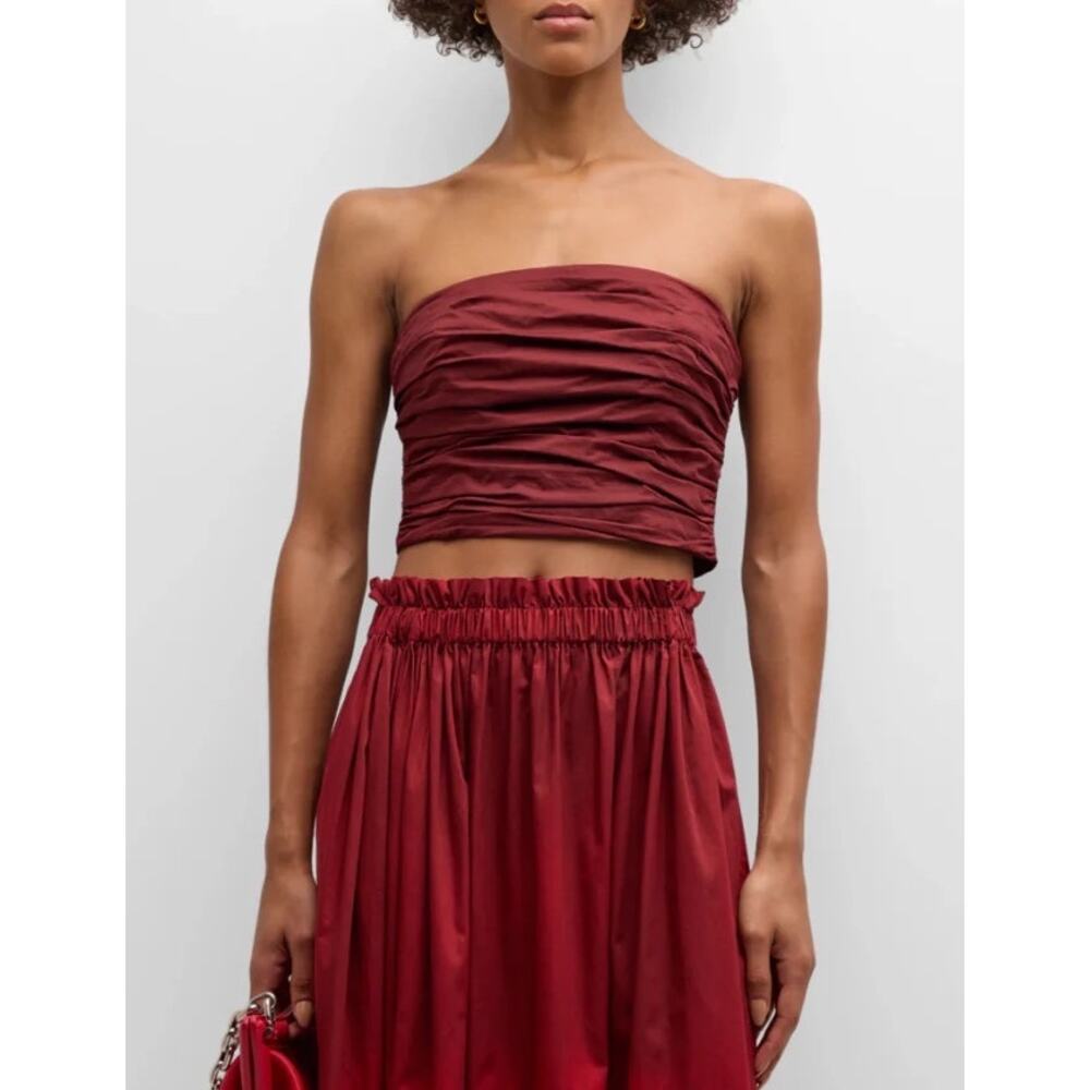 A.L.C Gisele Gathered Tube Top In Syrah In Red